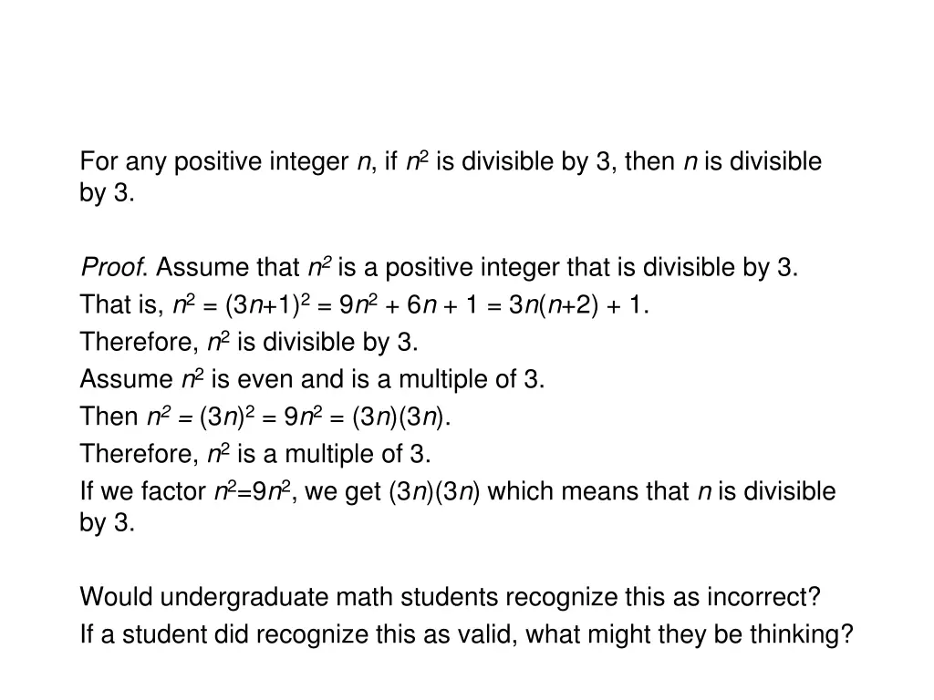 for any positive integer n if n 2 is divisible 1