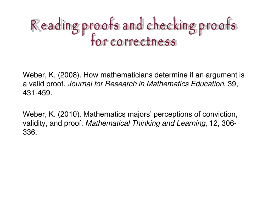 r eading proofs and checking proofs