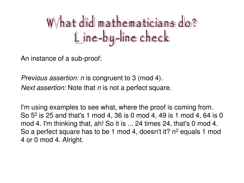 w hat did mathematicians do l ine 5