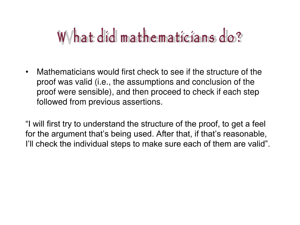 w hat did mathematicians do