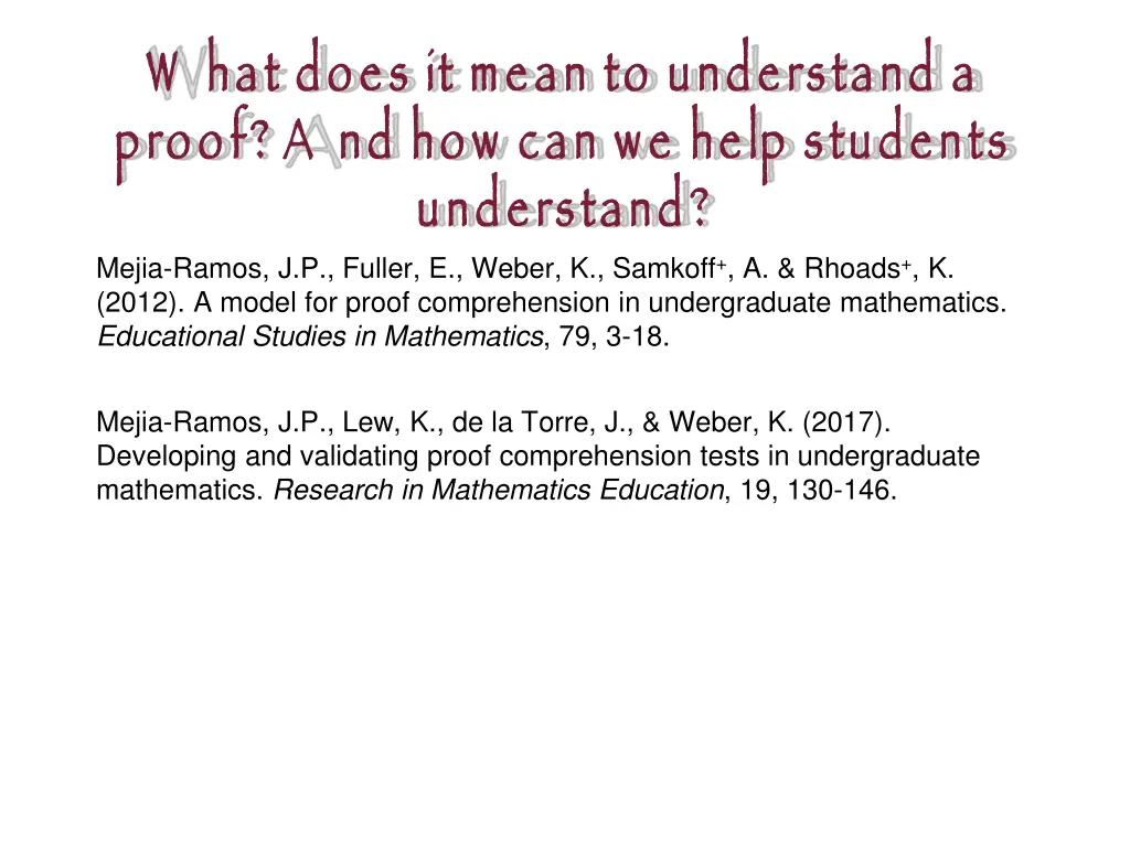 w hat does it mean to understand a proof