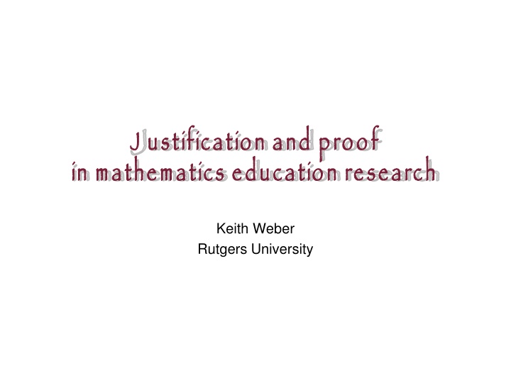 j ustification and proof in mathematics education