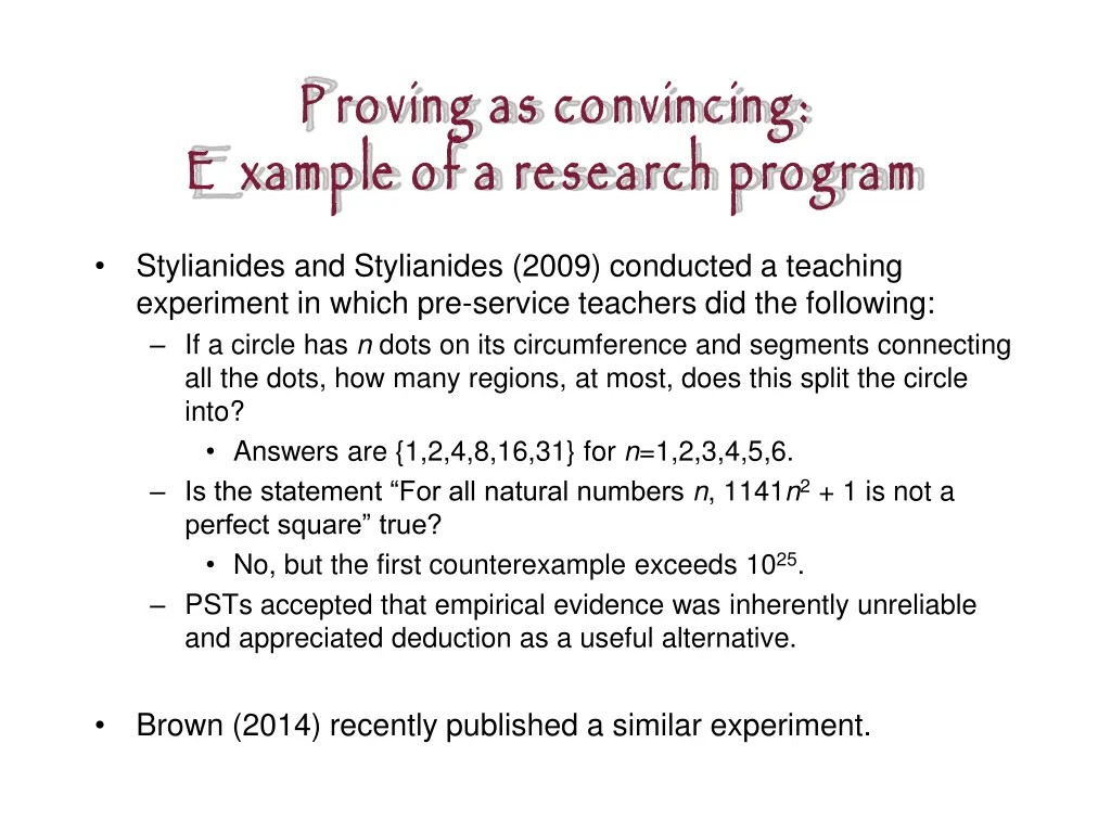 p roving as convincing e xample of a research 2