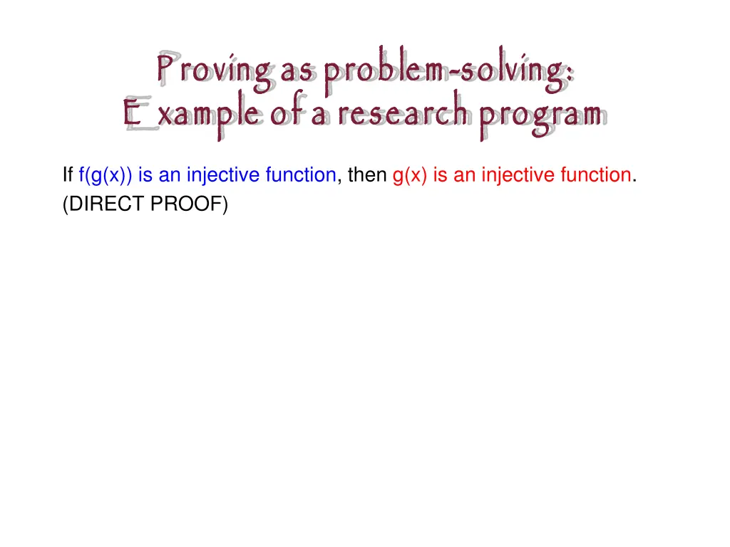 p roving as problem e xample of a research program 2