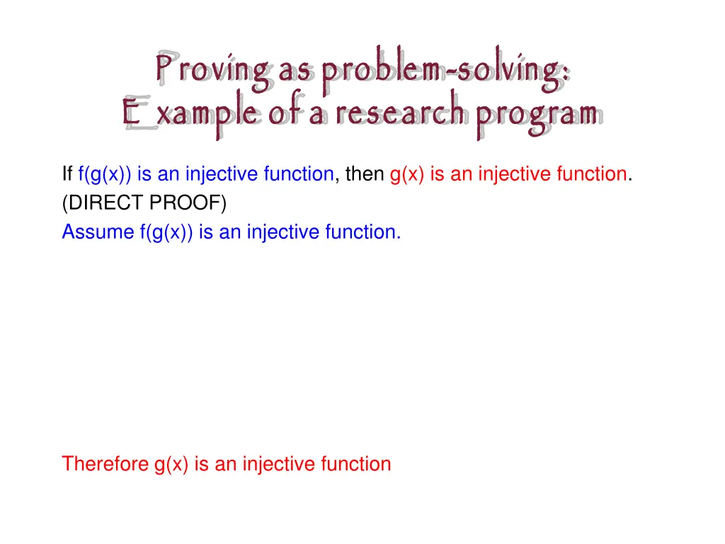 p roving as problem e xample of a research program 3