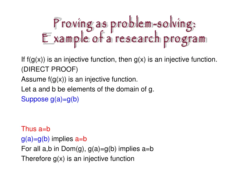 p roving as problem e xample of a research program 9