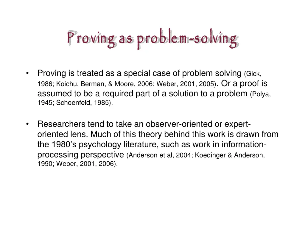 p roving as problem