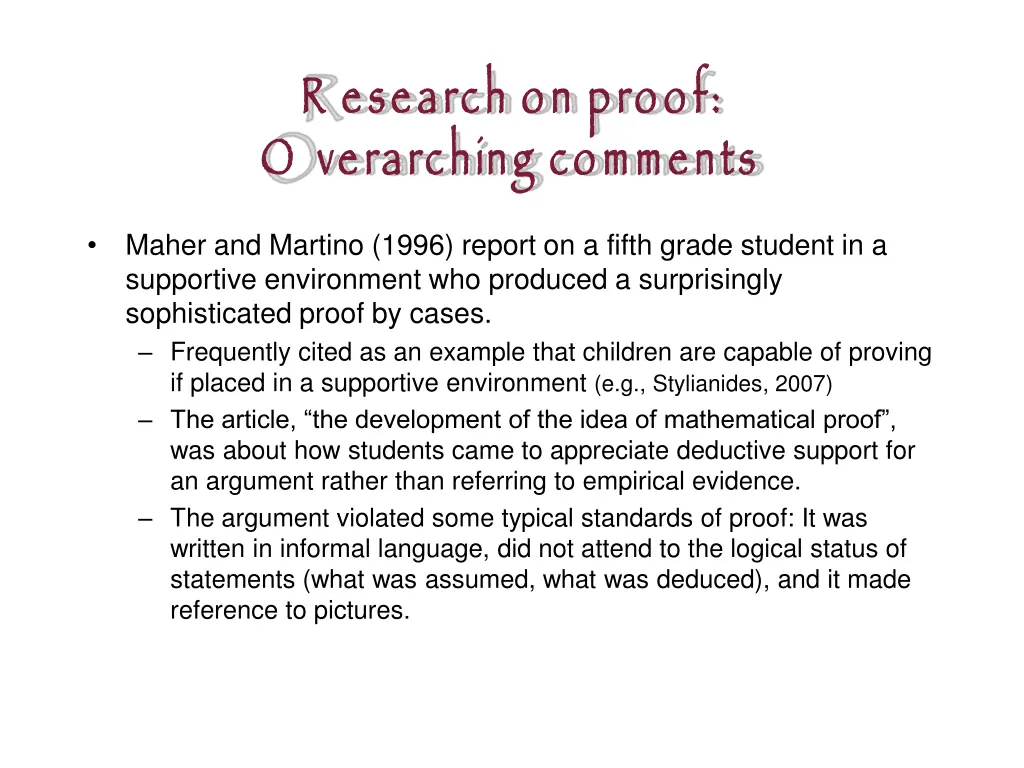 r esearch on proof o verarching comments 1