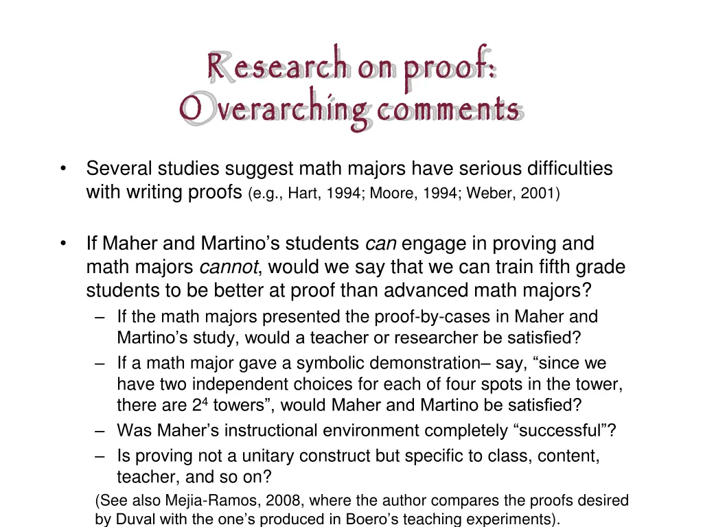 r esearch on proof o verarching comments 2