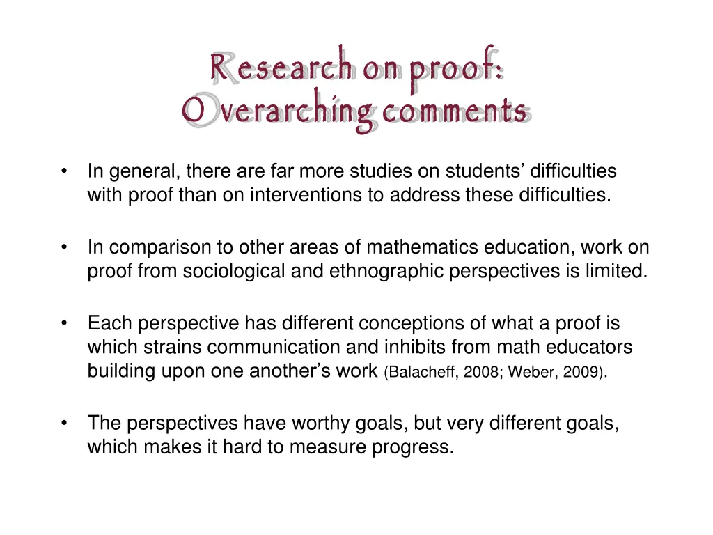 r esearch on proof o verarching comments