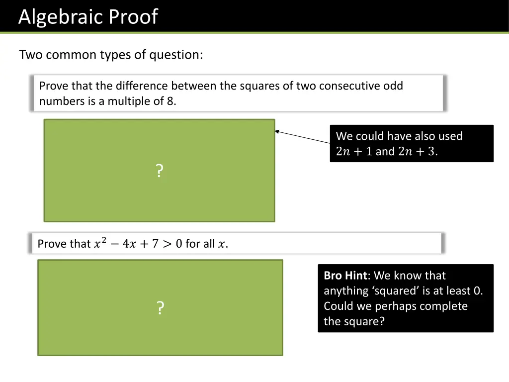 algebraic proof