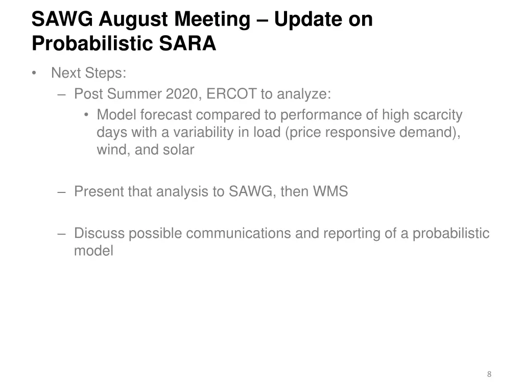 sawg august meeting update on probabilistic sara 1