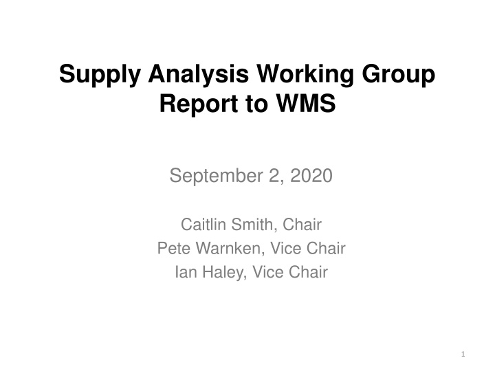 supply analysis working group report to wms