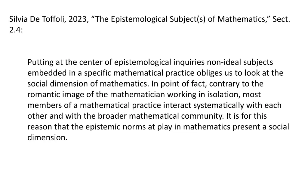 silvia de toffoli 2023 the epistemological