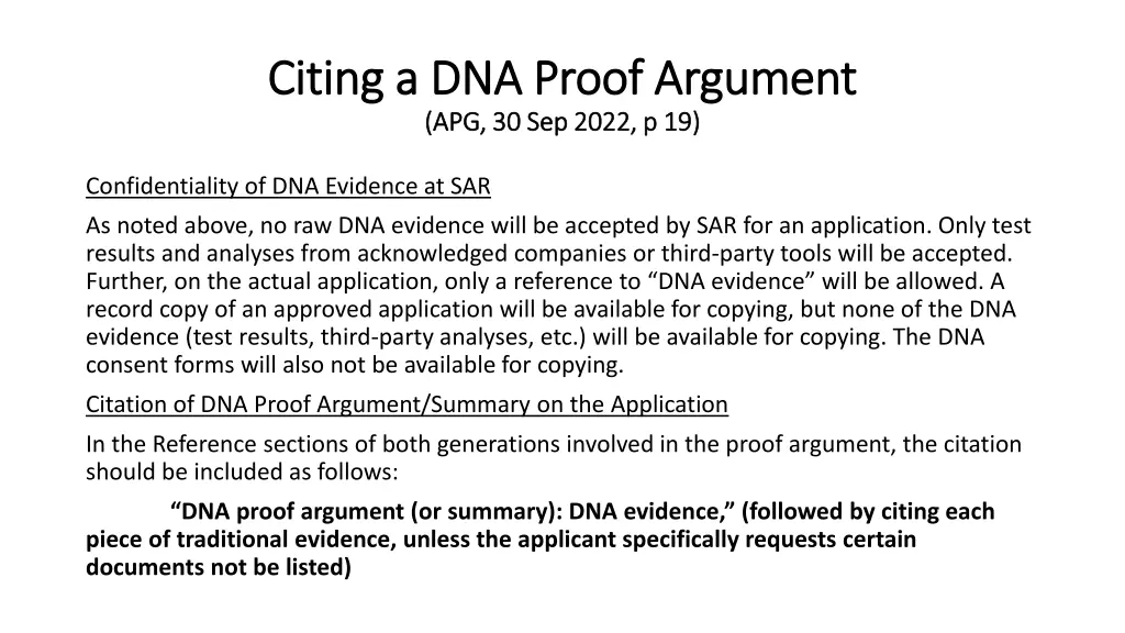 citing a dna proof argument citing a dna proof