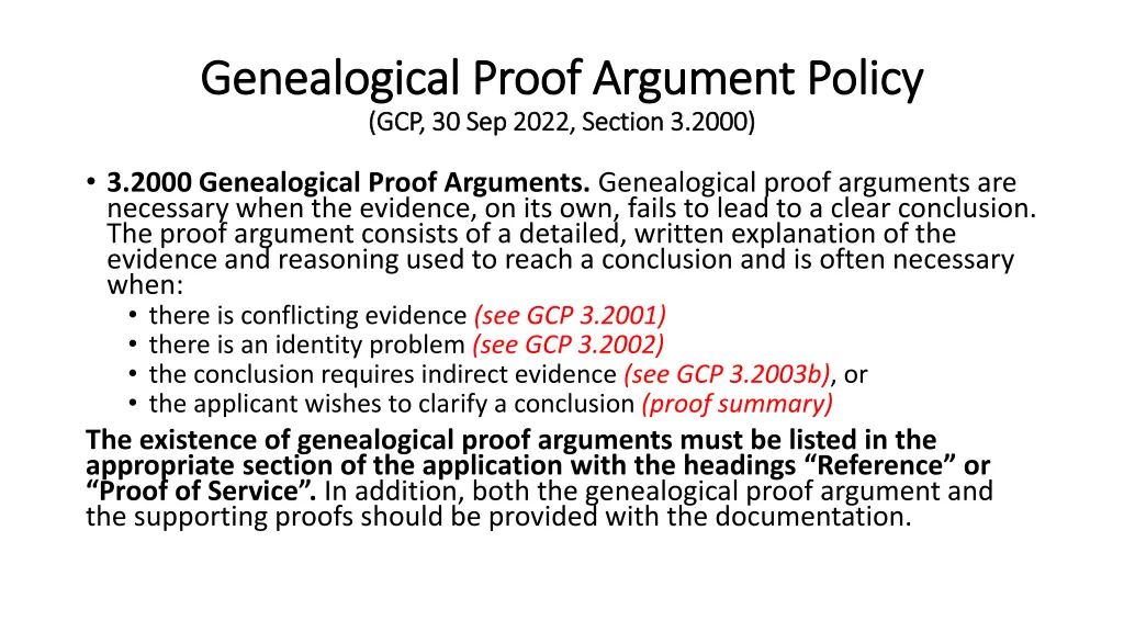 genealogical proof argument policy genealogical