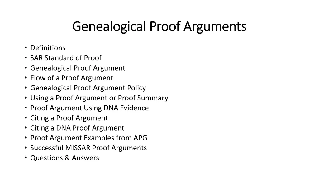 genealogical proof arguments genealogical proof