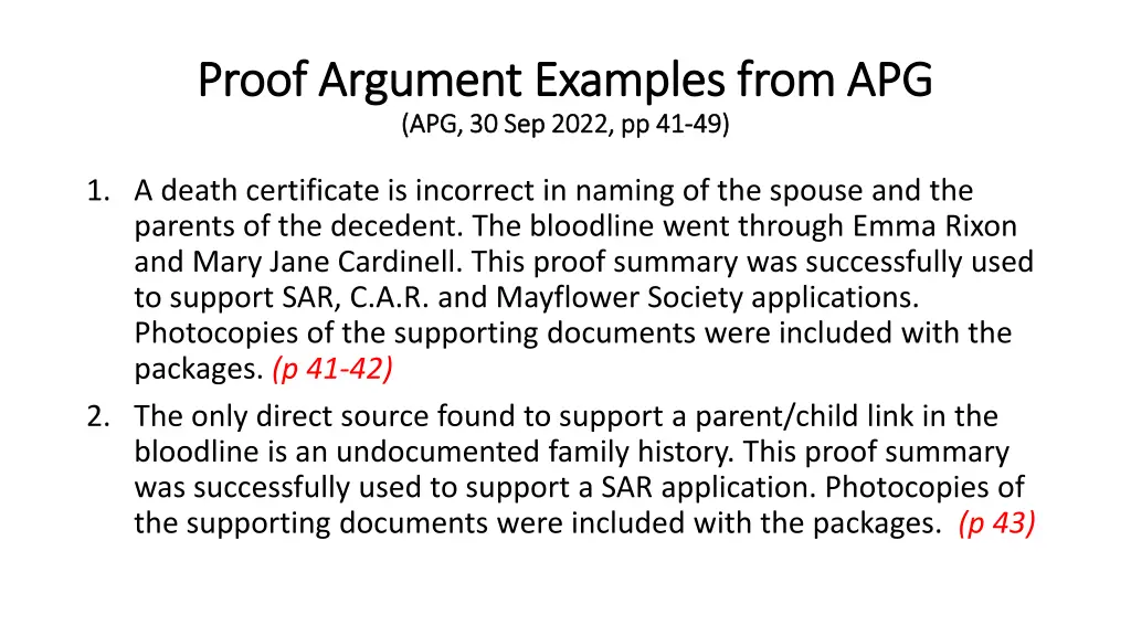 proof argument examples from apg proof argument