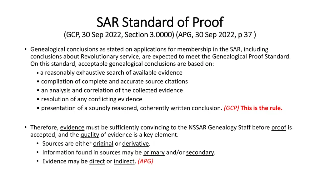 sar standard of proof sar standard of proof