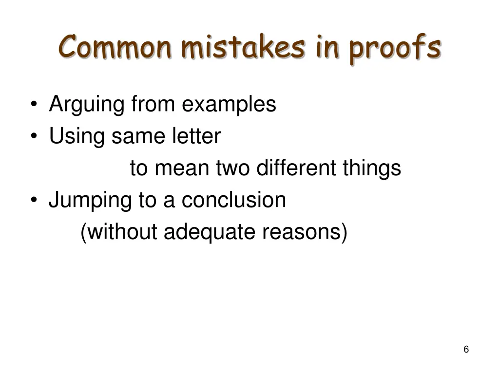 common mistakes in proofs