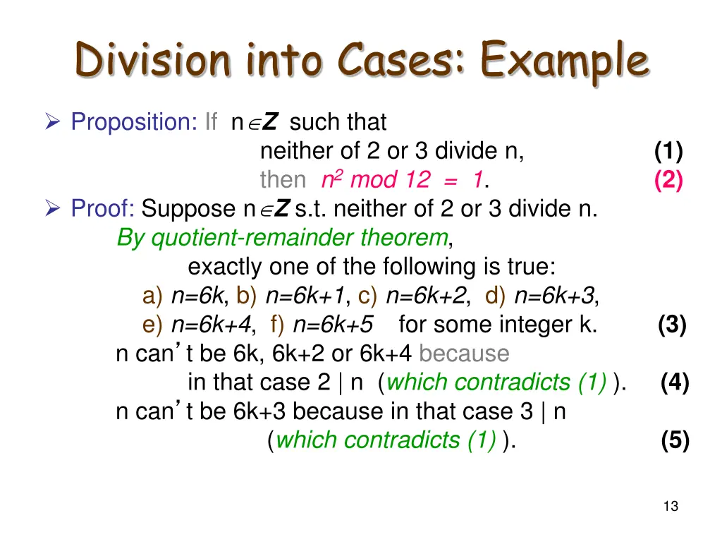 division into cases example