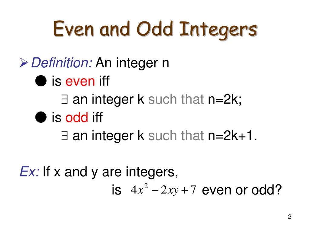 even and odd integers