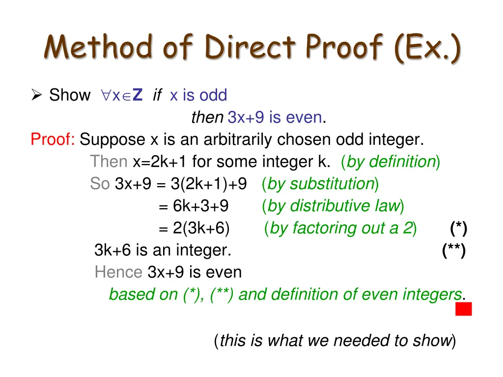 method of direct proof ex