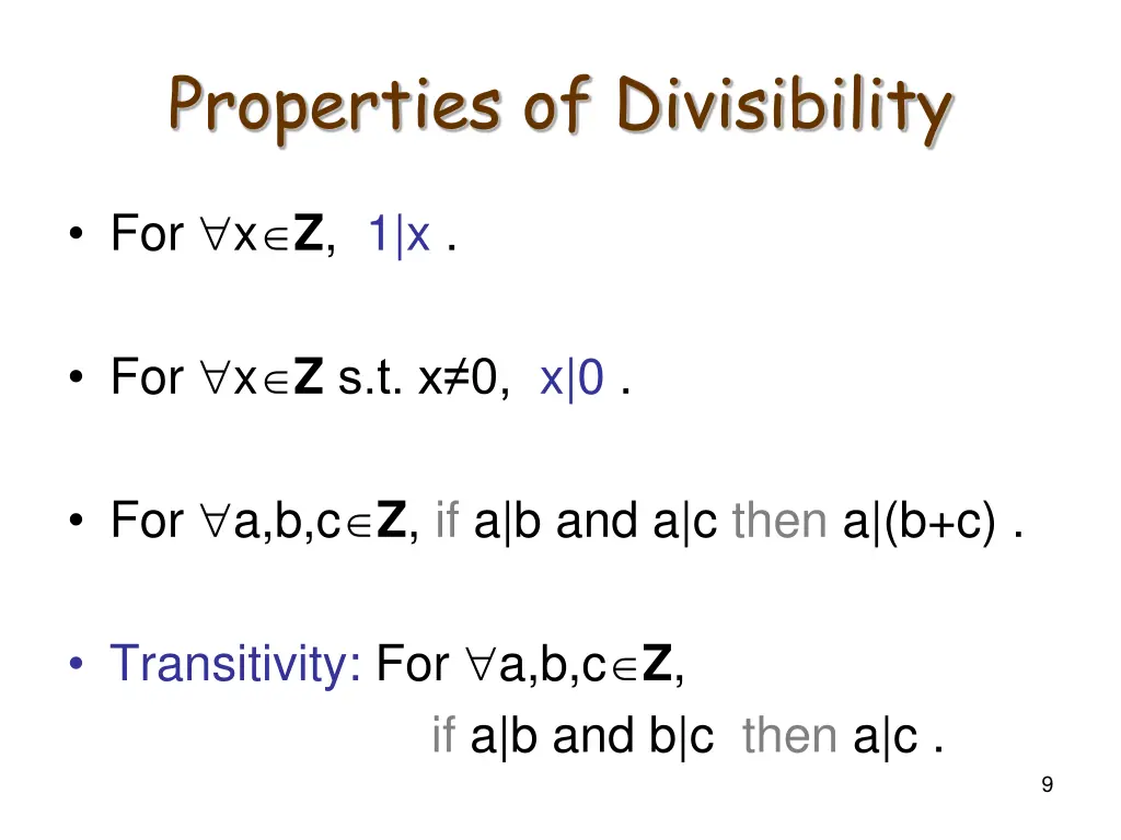 properties of divisibility