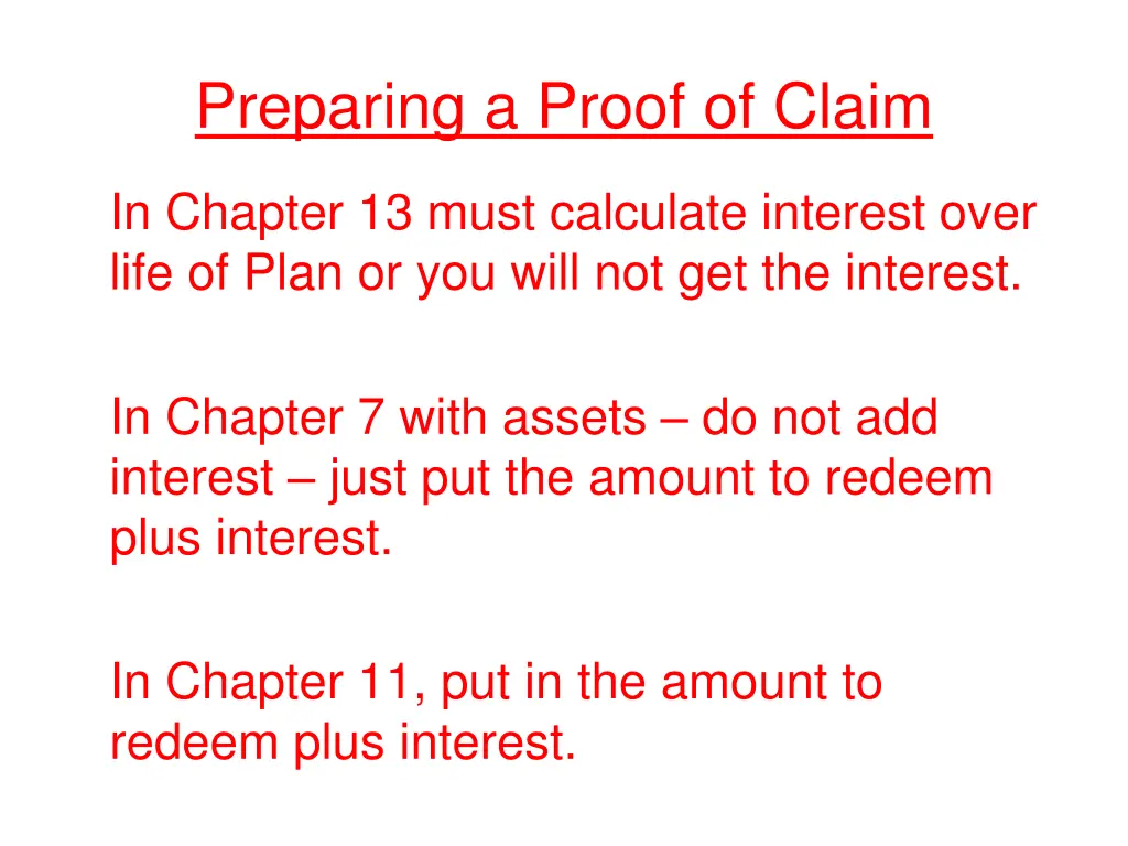 preparing a proof of claim