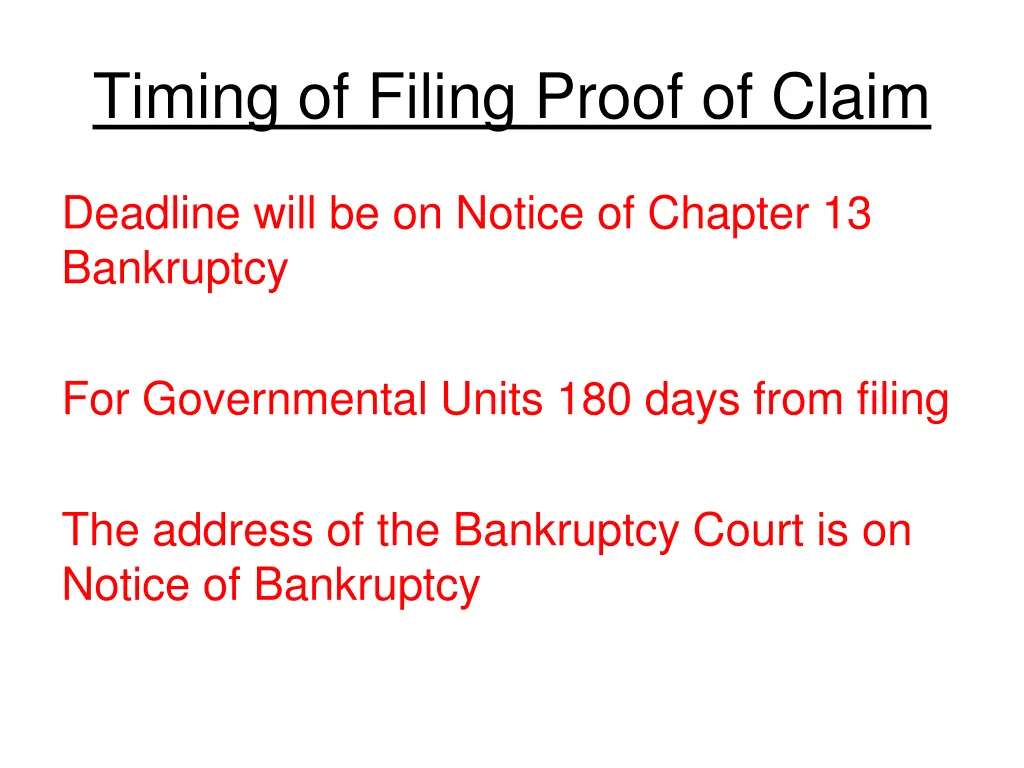 timing of filing proof of claim