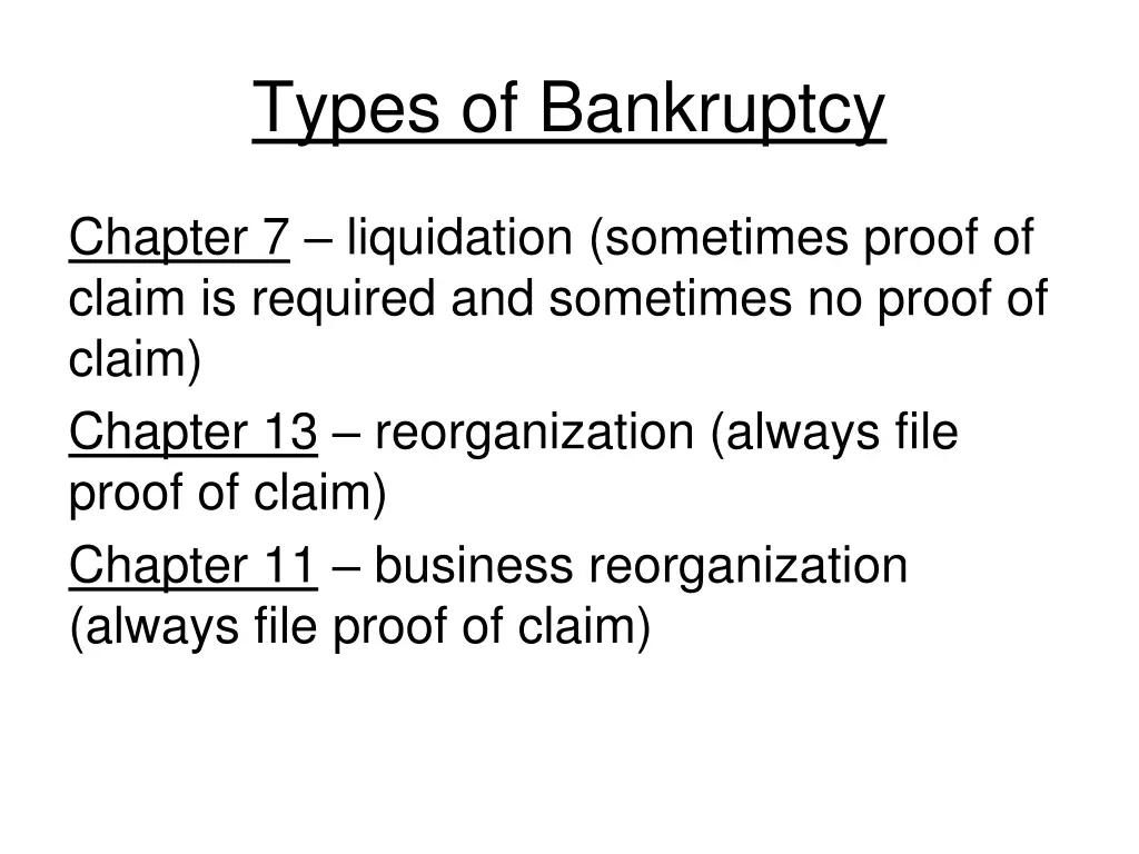 types of bankruptcy