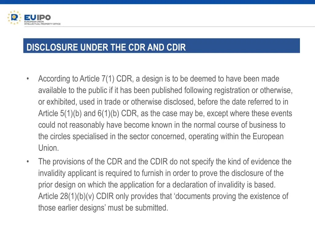 disclosure under the cdr and cdir