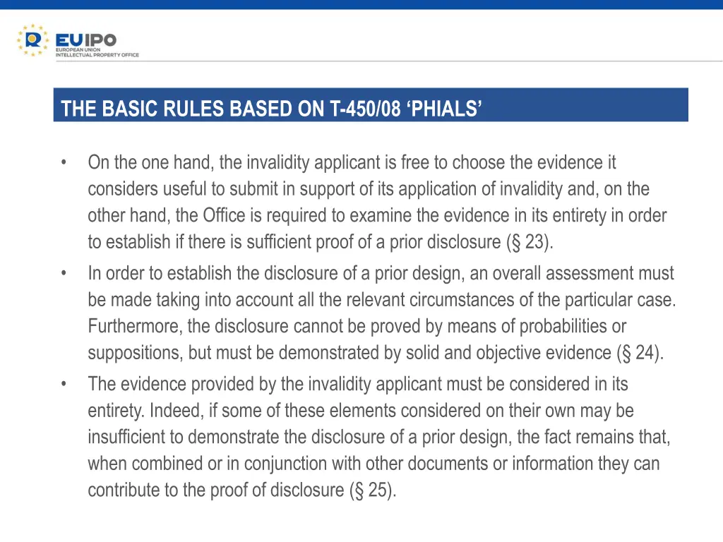 the basic rules based on t 450 08 phials