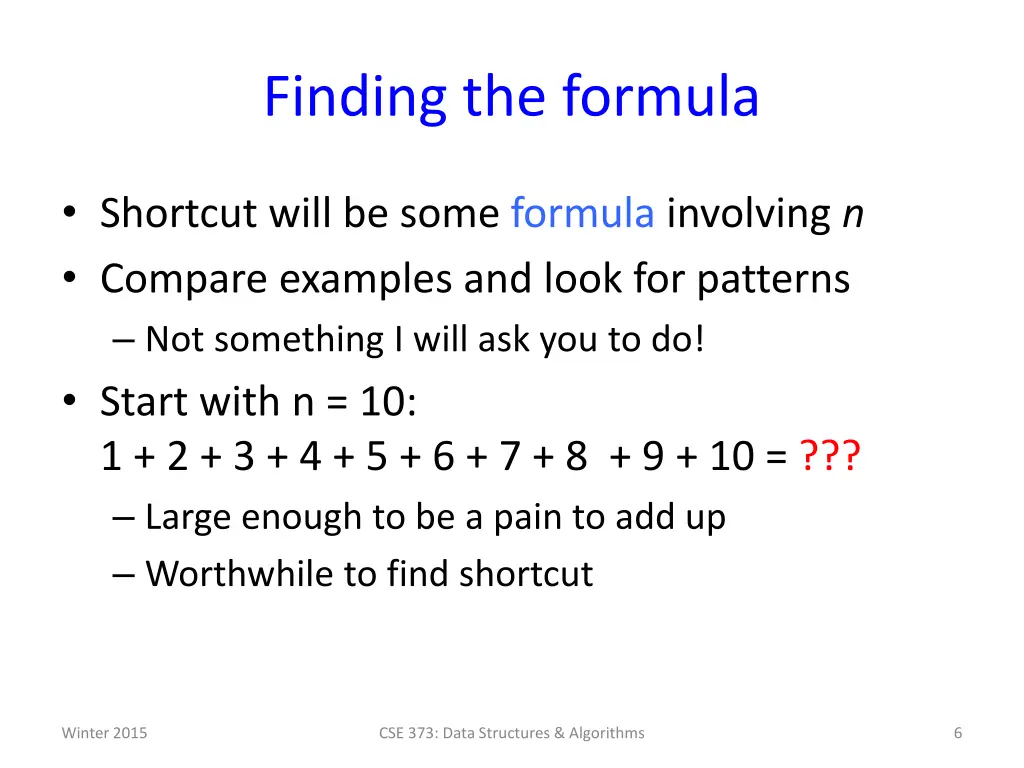 finding the formula