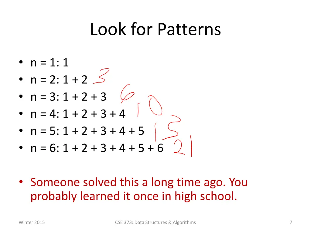 look for patterns