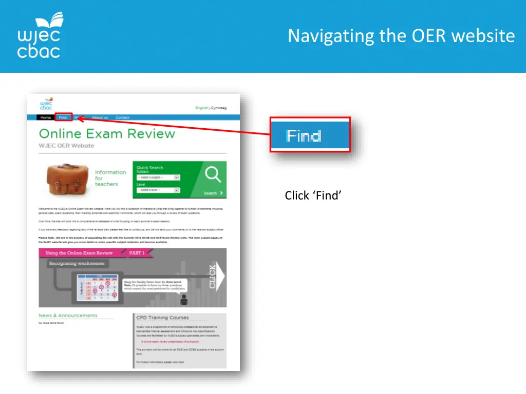 navigating the oer website