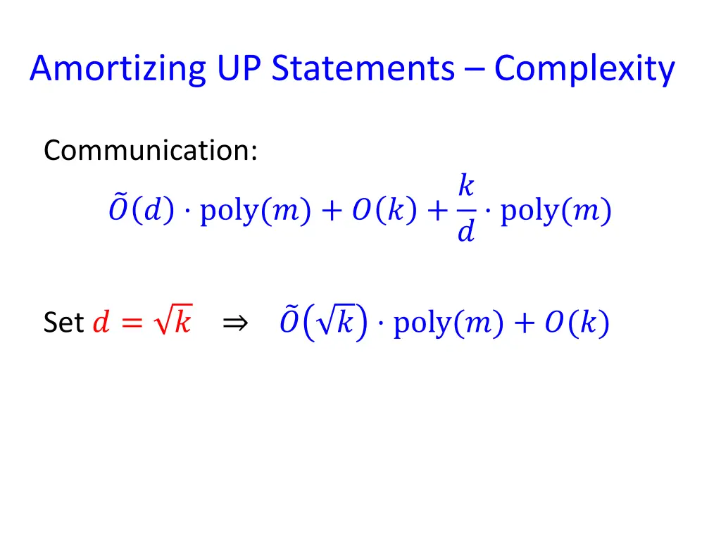 amortizing up statements complexity