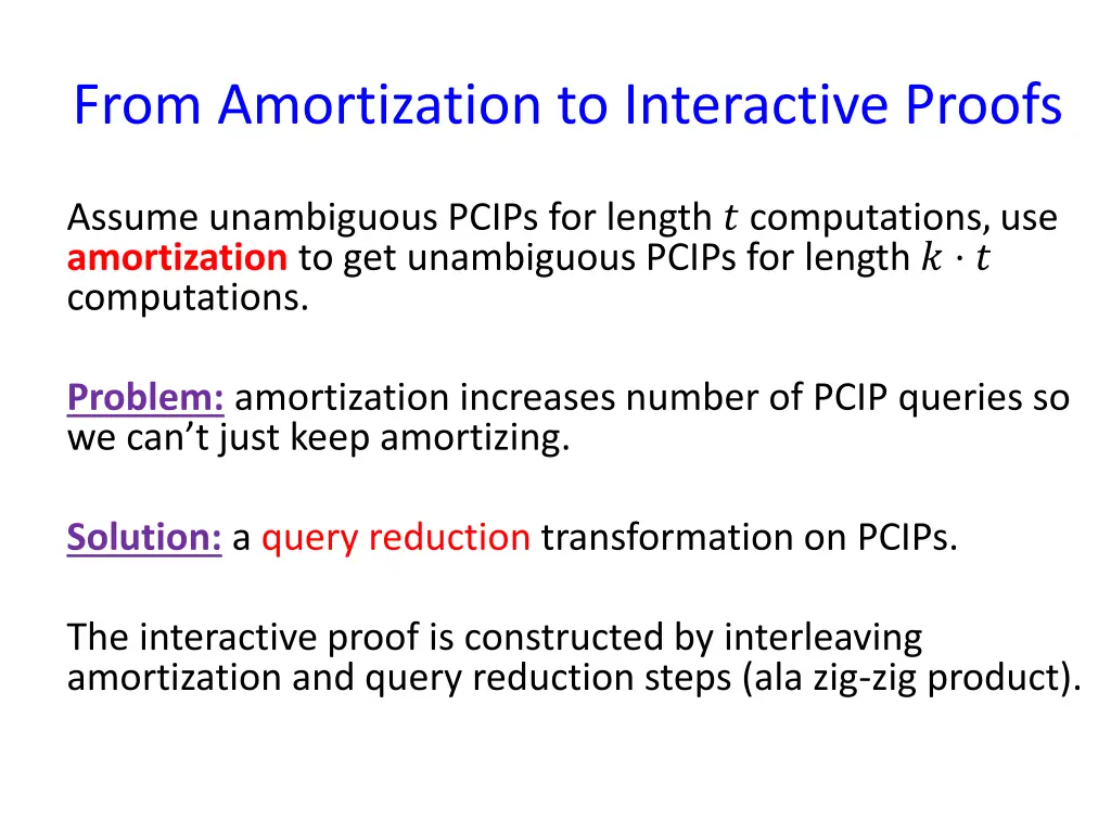 from amortization to interactive proofs