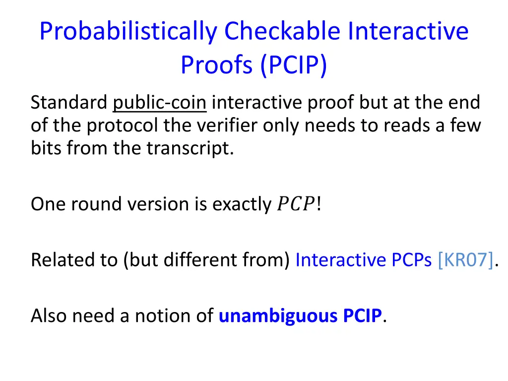 probabilistically checkable interactive proofs