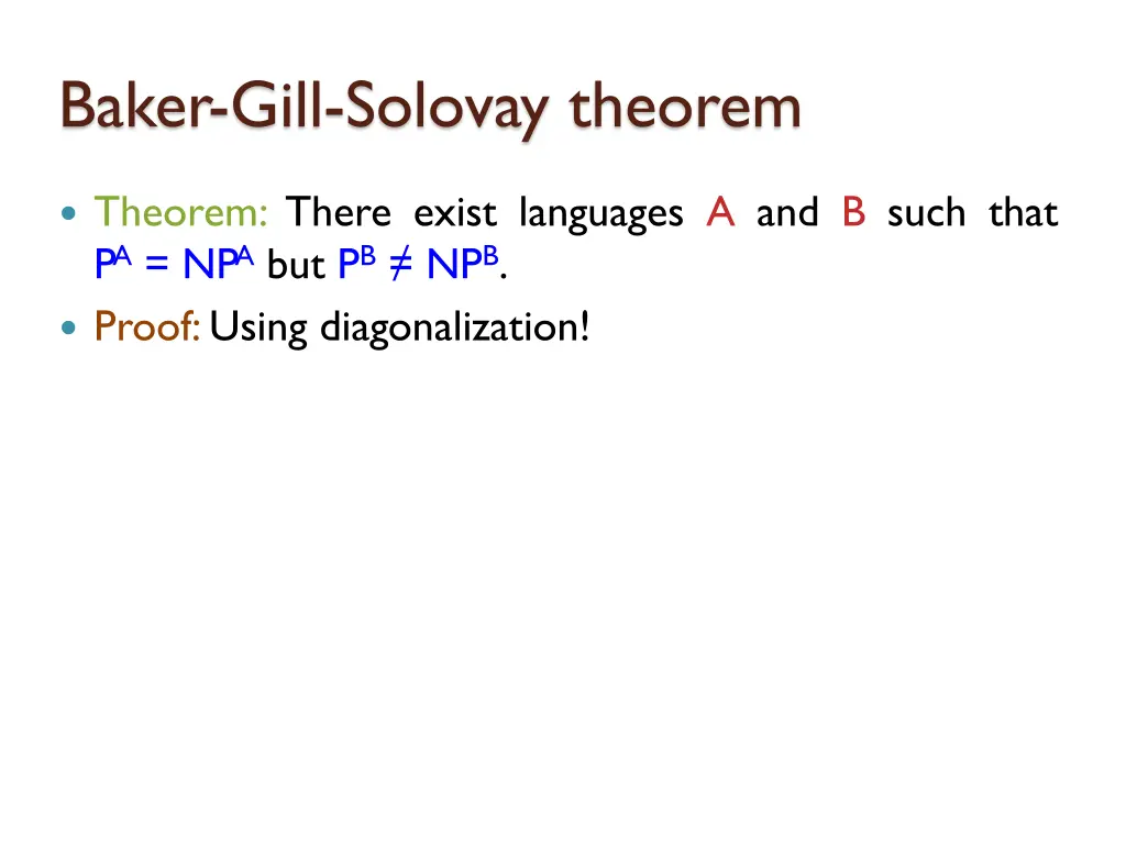 baker gill solovay theorem