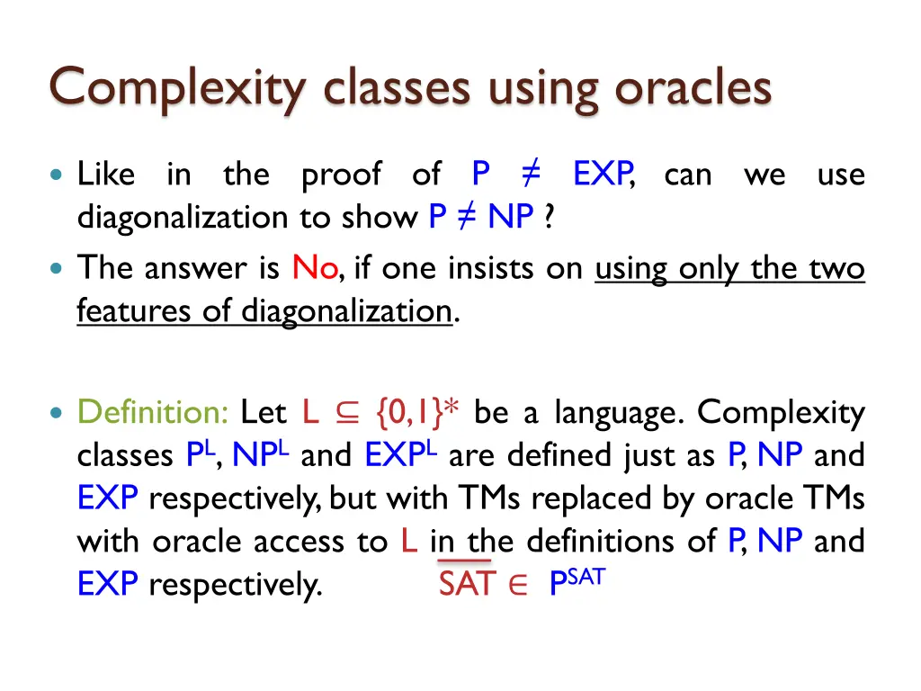 complexity classes using oracles 1