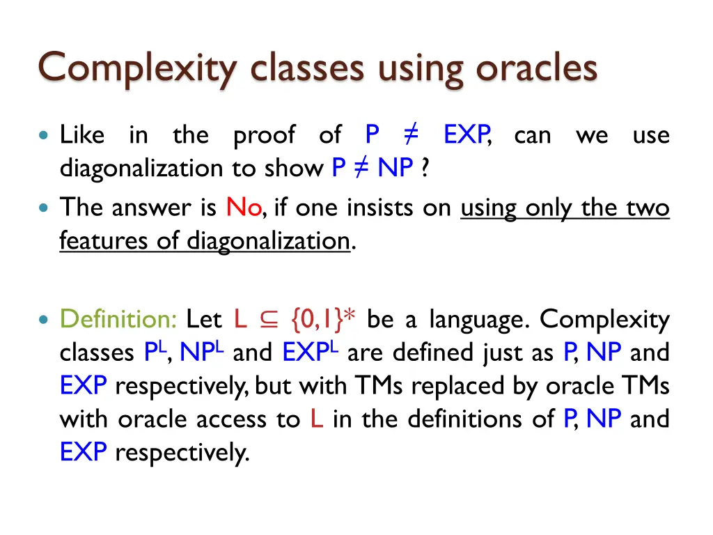 complexity classes using oracles