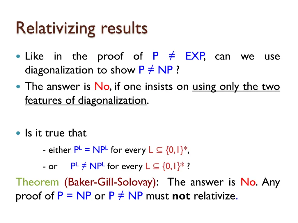 relativizing results 3