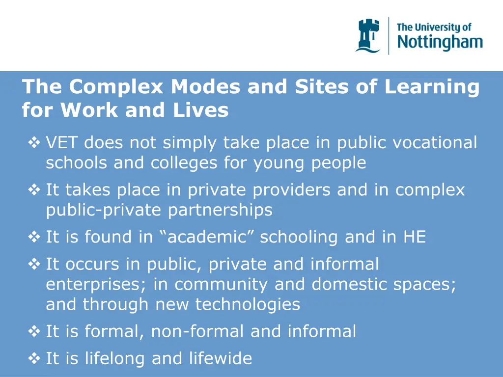 the complex modes and sites of learning for work