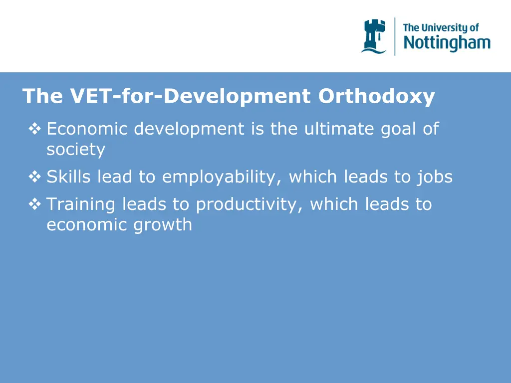 the vet for development orthodoxy