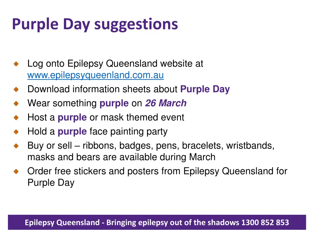 purple day suggestions