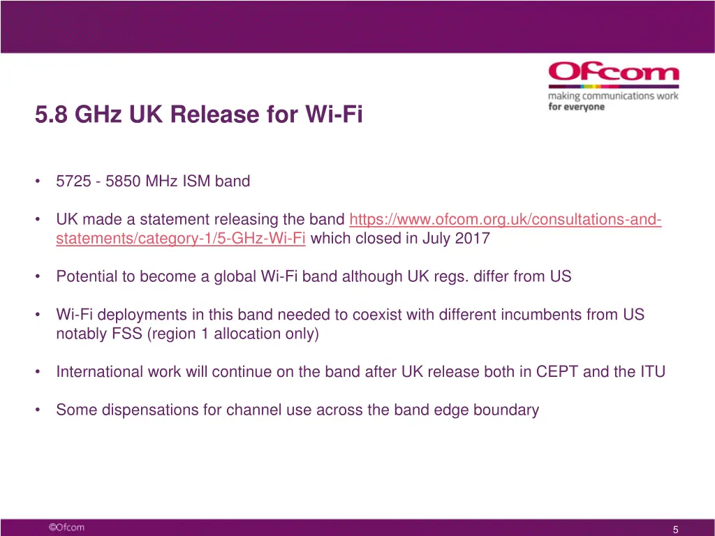 5 8 ghz uk release for wi fi