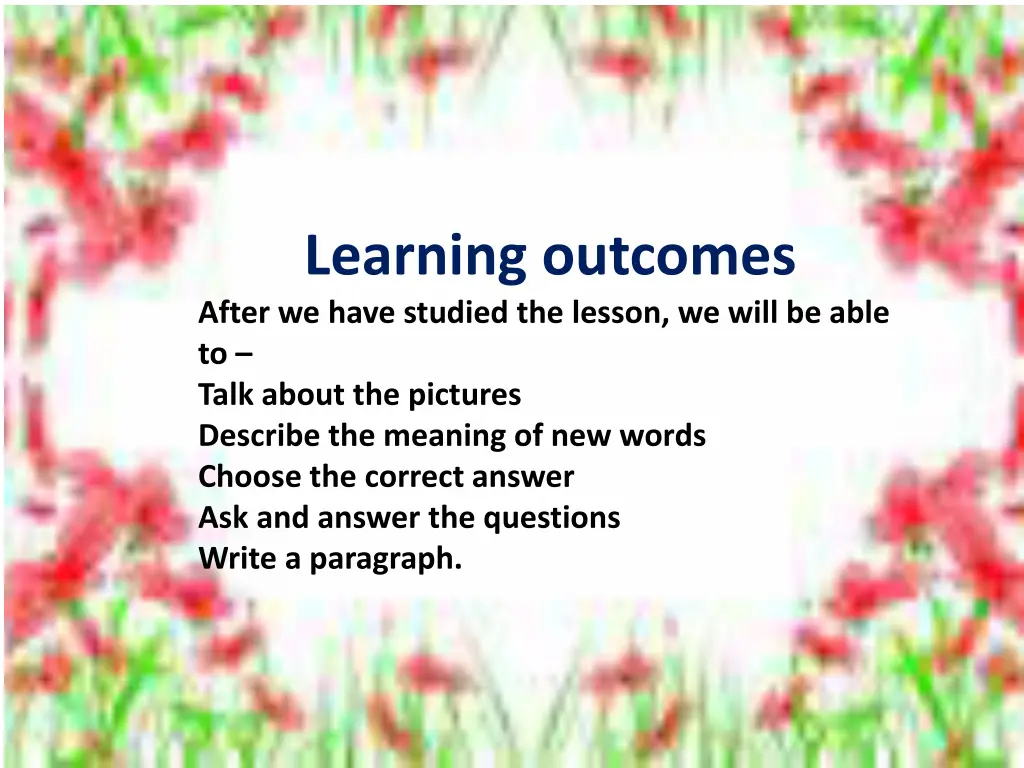 learning outcomes after we have studied