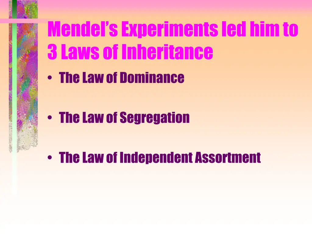 mendel s experiments led him to 3 laws