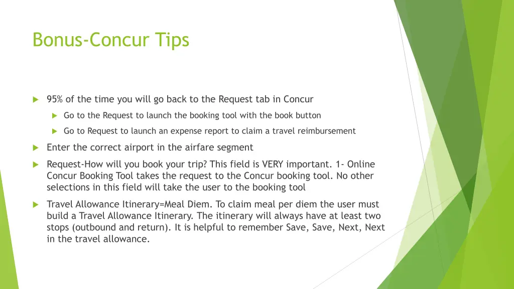 bonus concur tips